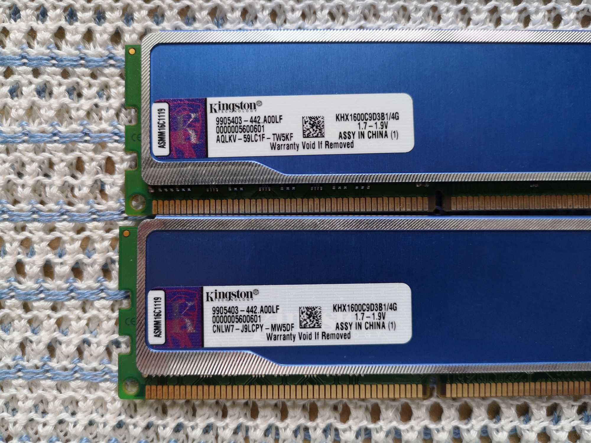 Оперативна пам'ять DDR3 Kingston 8 Gb 2x4Gb 1600 МГц KHX1600C9D3B1/4G)