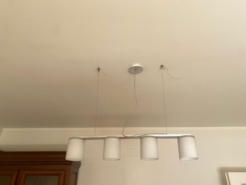 Candeeiro de sala moderno em metal e vidro, com lâmpadas led