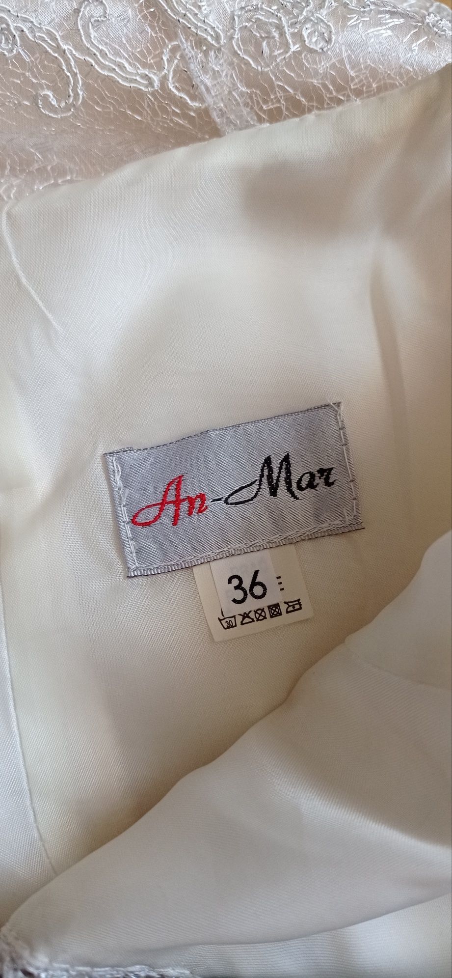 An-Mar długa koronkowa suknia ślub wesele poprawiny r. 36