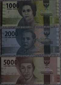 Banknoty Indonezja 3szt. Stan bankowy UNC