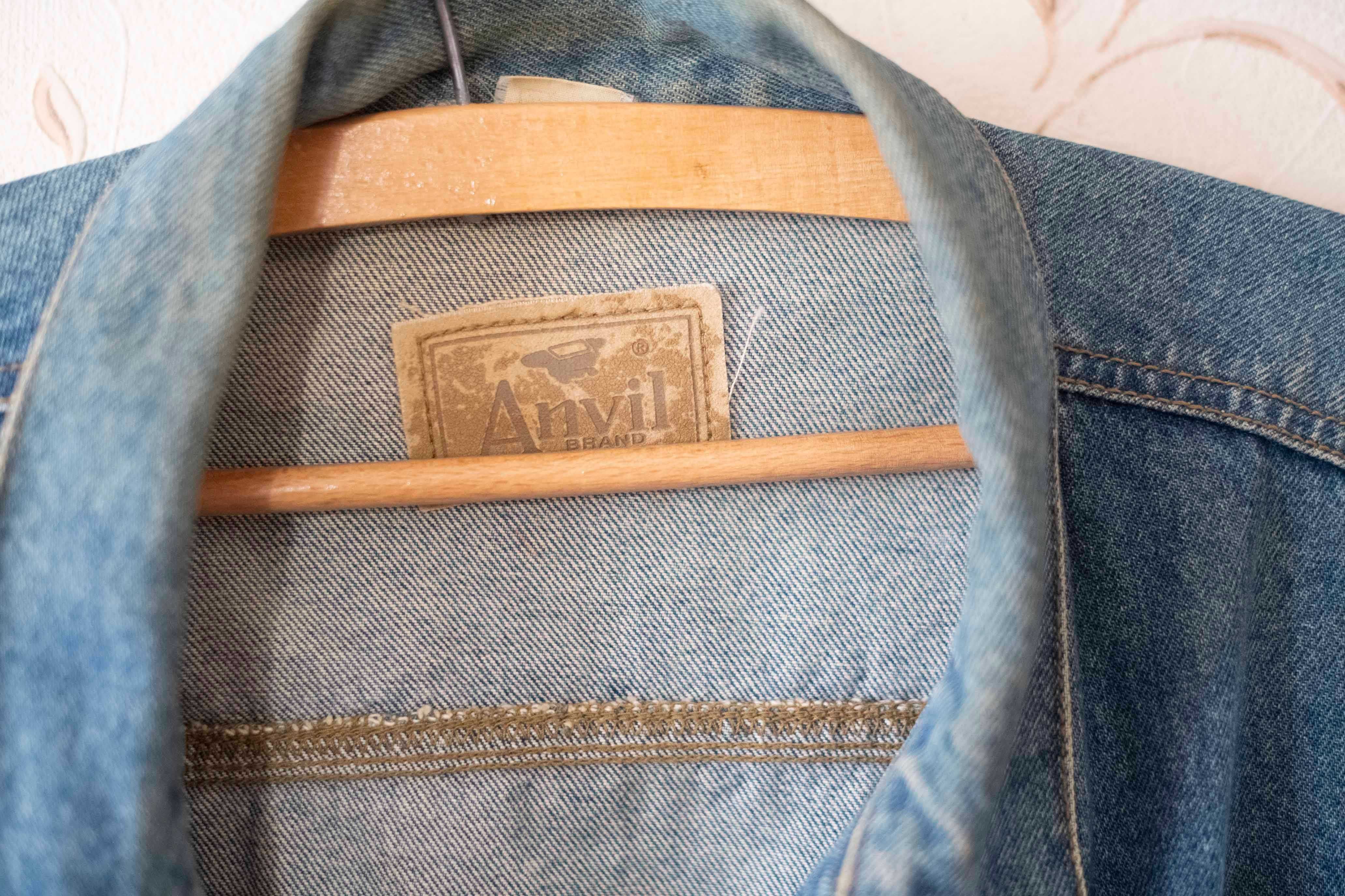 Vintage kurtka jeansowa Anvil klasyczny denim, męska, styl retro