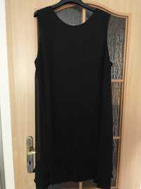 Czarna prosta sukienka z falbankami 42 xl xxl