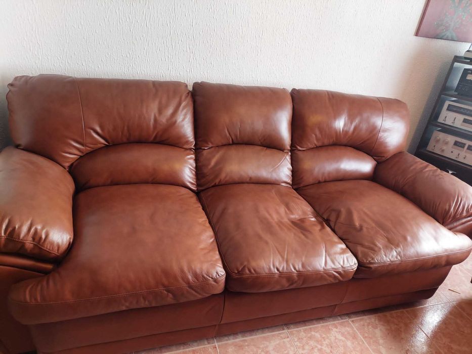 Sofás em pele com pouco uso em excelente estado