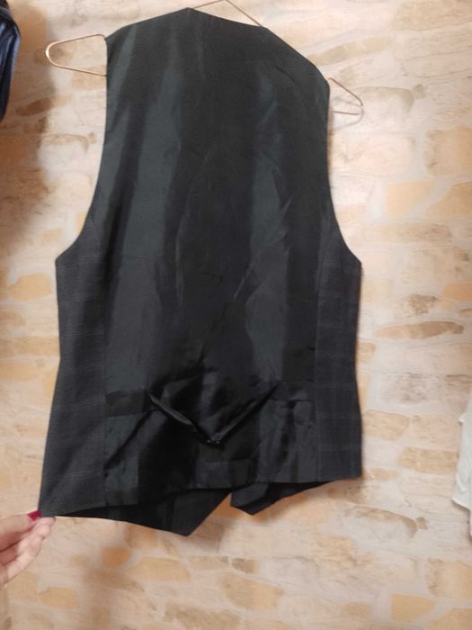(M) H&M/ Dwurzędowa kamizelka garniturowa w kratę z Londynu, NOWA