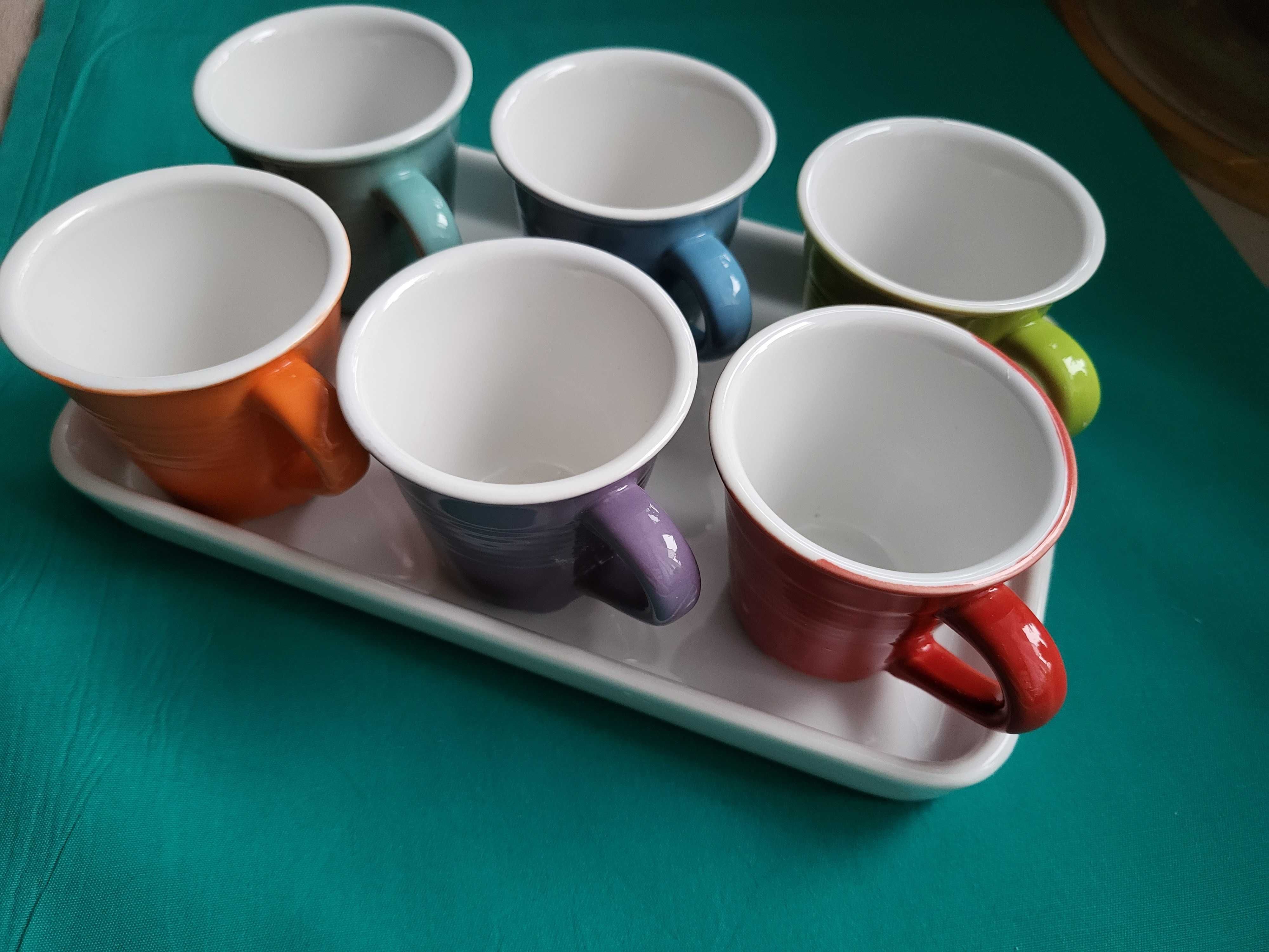Multicolor Espresso Cups zestaw 6 kubeczków do kawy Rainbow + tacka
