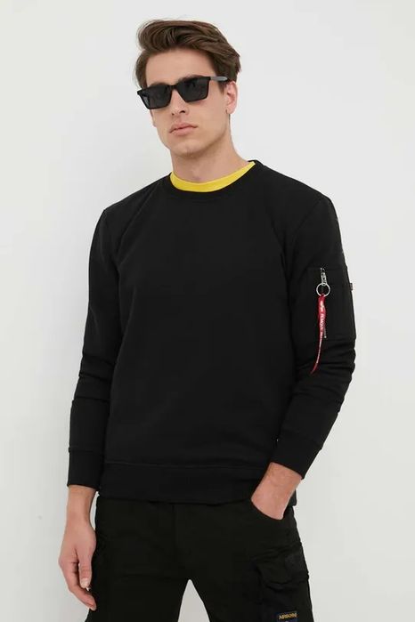 Bluza czarna z nadrukiem logo Alpha Industries S