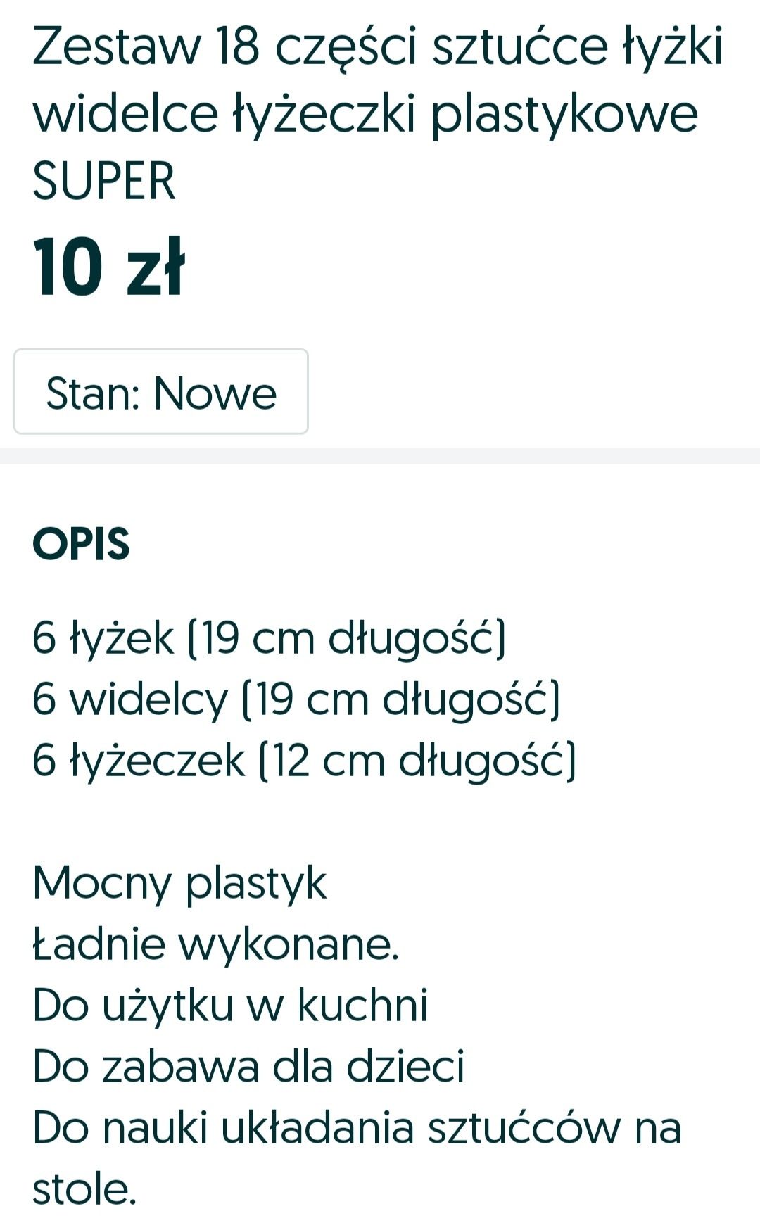 Zestaw 6 łyżek, 6 łyżeczek 6 widelcy i 6 noży