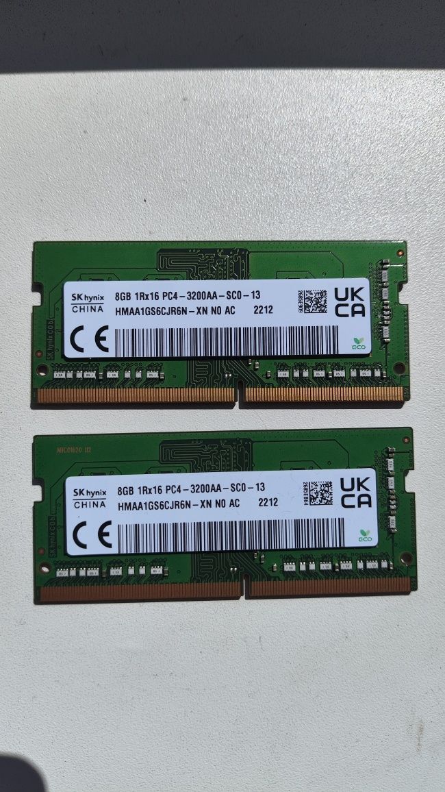 Продам оперативную память SK hynix 8GB DDR4 3200MHz (2 планки 8Gb)