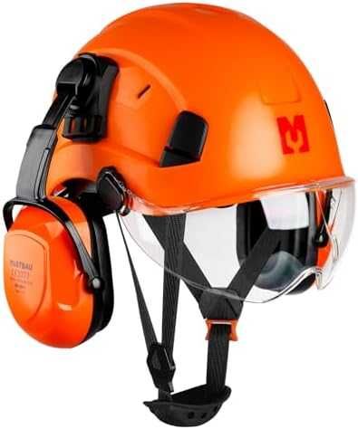 Kask ochronny, EN397, z nausznikami i wizjerem, 53-63 cm, wytrzymały