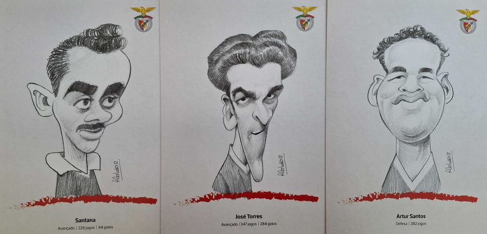 Benfica (figuras históricas) - 12 selos + 12 postais - 2ª série (novo)