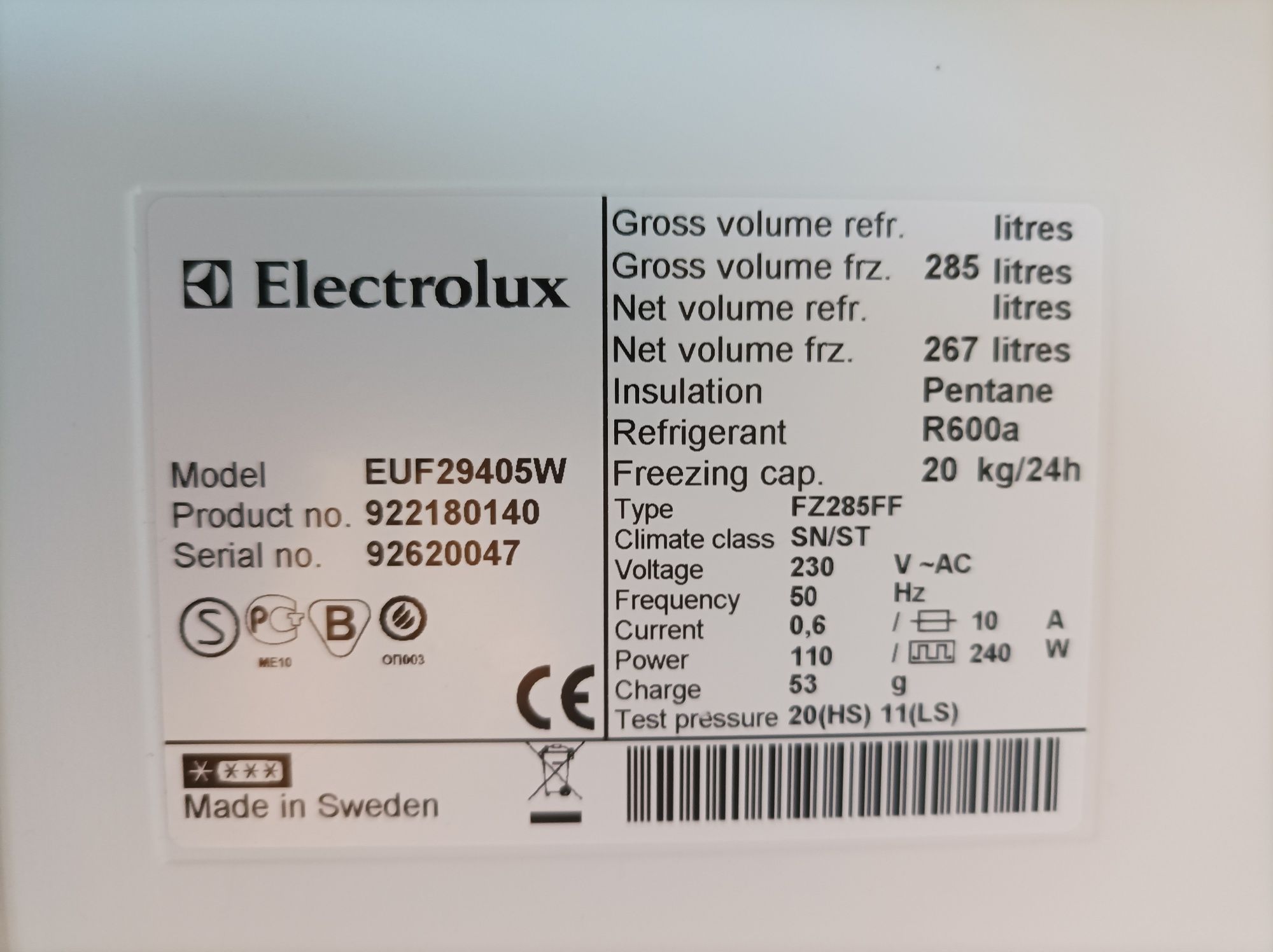 Морозильна камера Electrolux NоyFrost