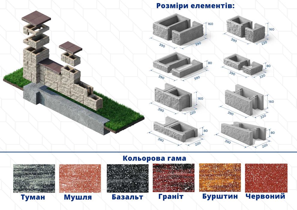 Модульні колоті блоки; Рваний блок; Паркан з колотого каменю