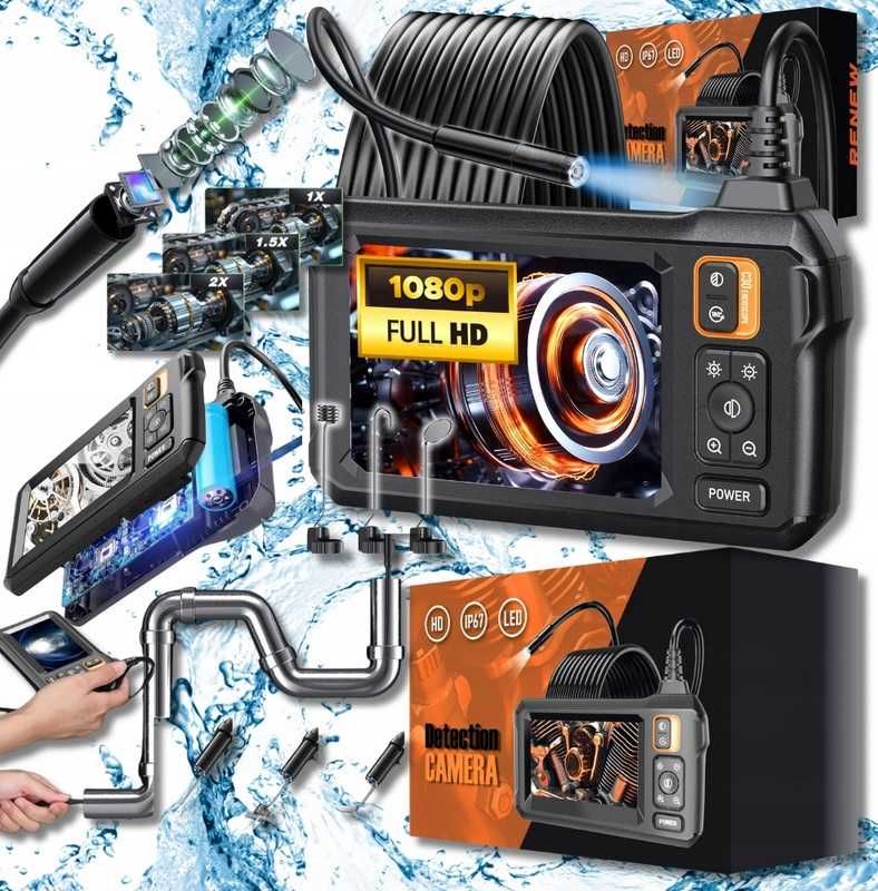 KAMERA Inspekcyjna ENDOSKOP 5M HD LCD 4.3" USB Endoskopowa Wyświetlacz