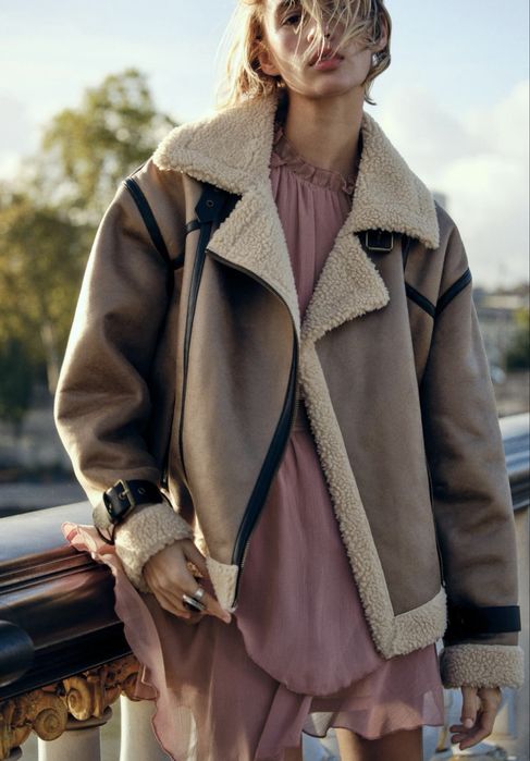 ZARA S M L дублянка весна демі куртка зима хутро