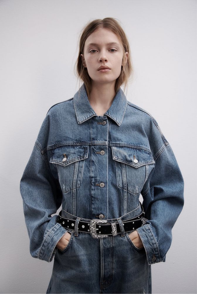 Zara куртка джинсова джинсовка оверсайз M