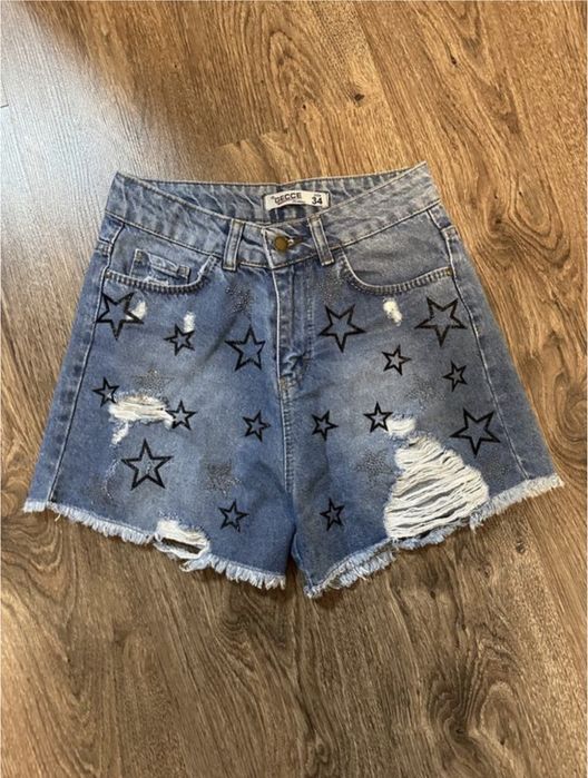 Джинсові шорти з завищеною талією на розмір 42-44