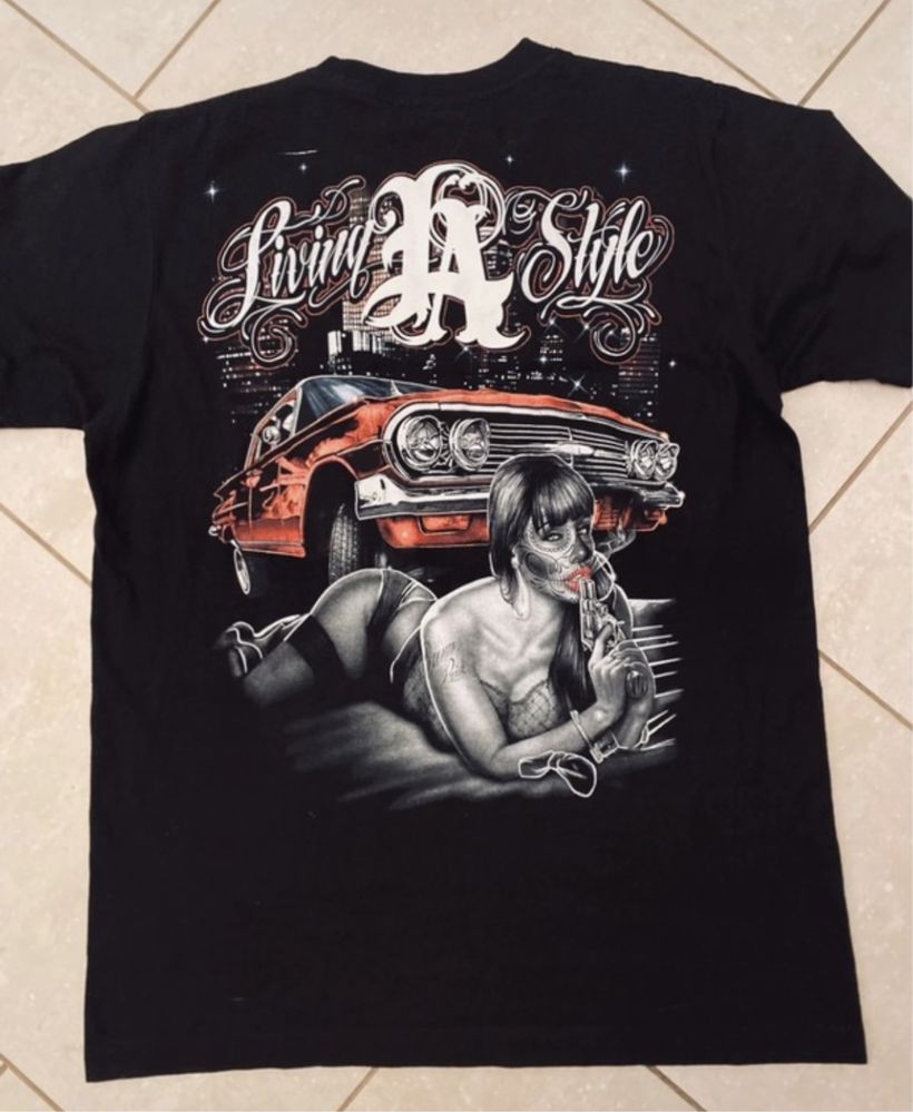 Living LA Style, męski T-shirt crewneck, koszulka r. M  motocyklowa