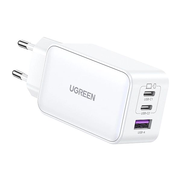 Szybka ładowarka sieciowa GaN Ugreen CD244/65W USB-A / 2x USB-C - biał