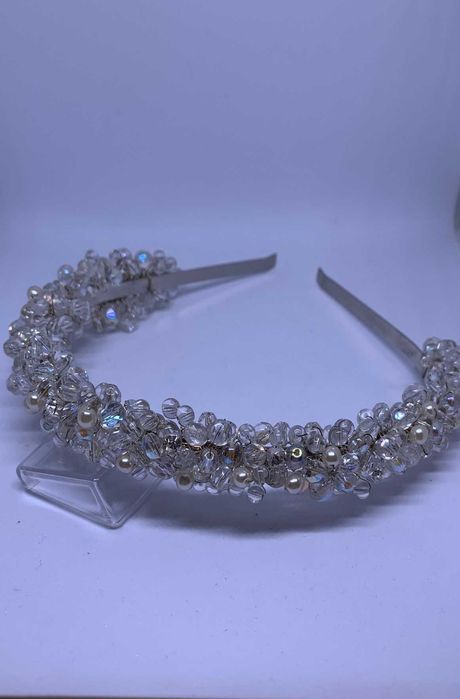 nowa opaska diadem ślubna srebro blask efekt ab nowoczesność glamour
