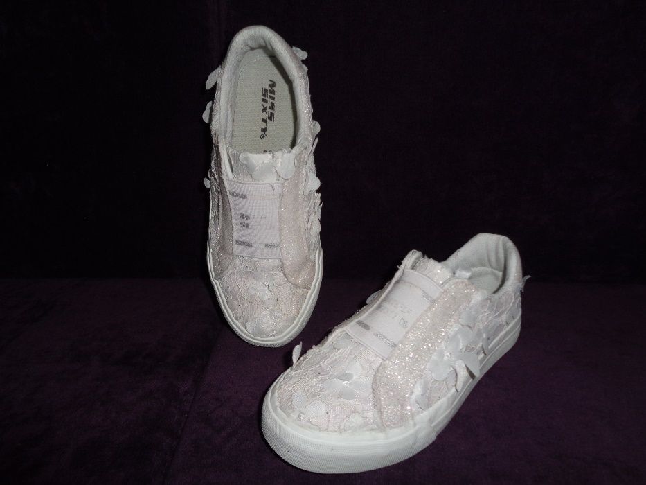 MISS SIXTY białe wkładane dziewczęce buty tenisówki trampki halówki 32