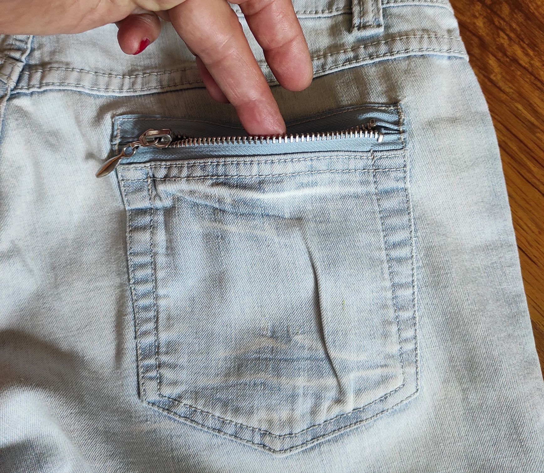 Spodnie 3/4, cienki jeans, XL