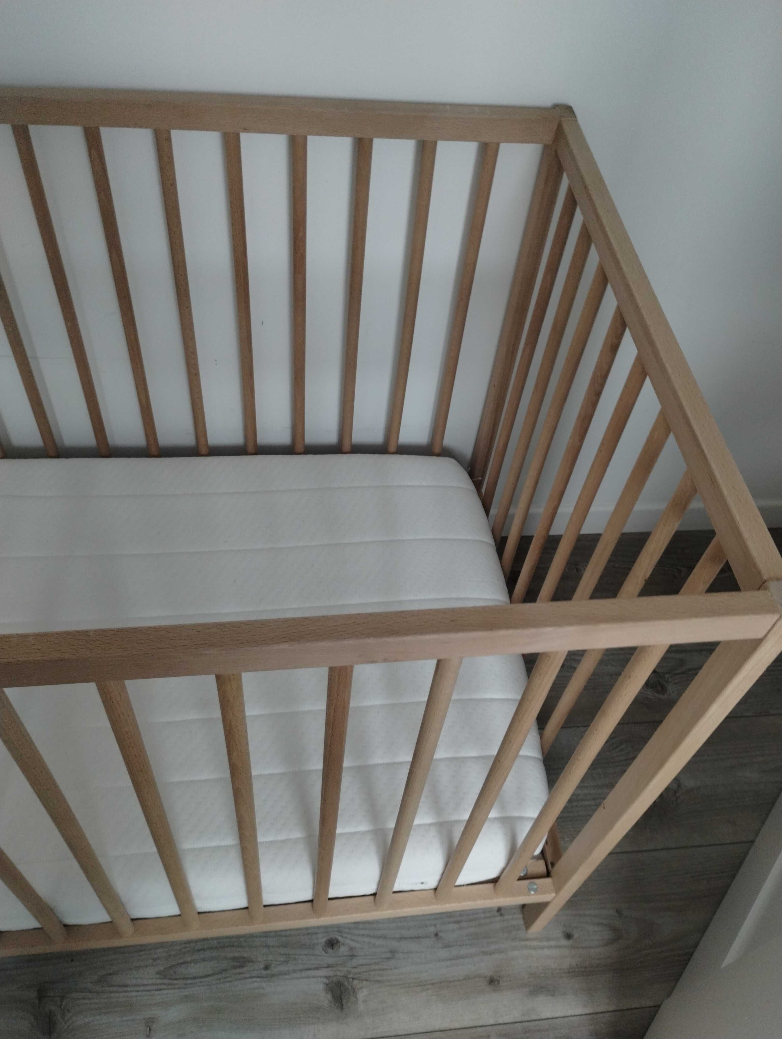 Łóżeczko dziecięce niemowlęce drewniane Ikea bukowe drewnia
