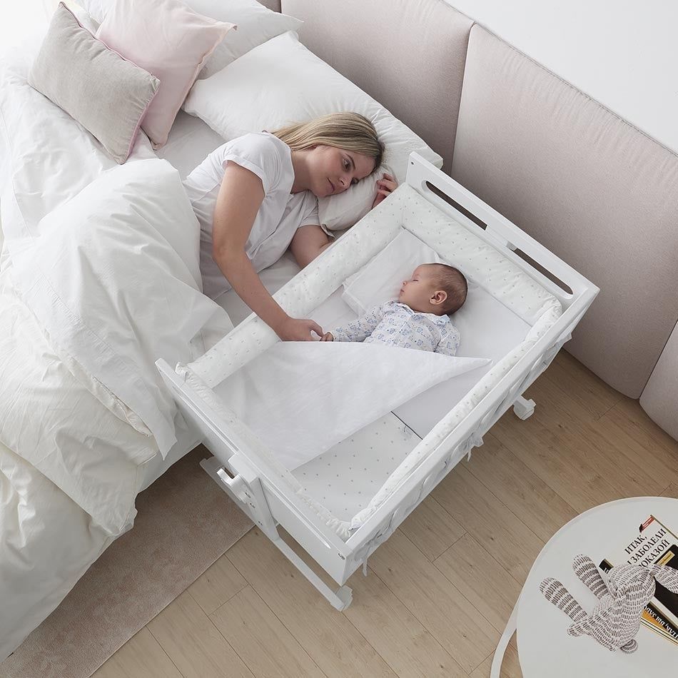 Berço Micuna Co-sleeping branco e madeira