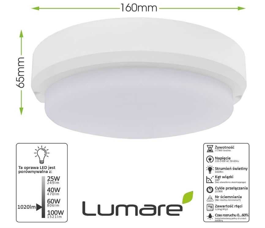 Lampa sufitowa LED 12W 2700K