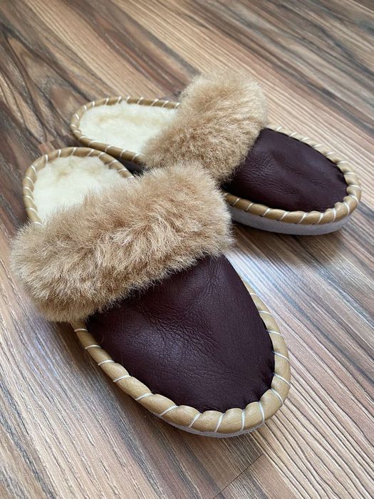 Жіночі тапочки на овчині, домашні капці теплі, женские тапочки зимние