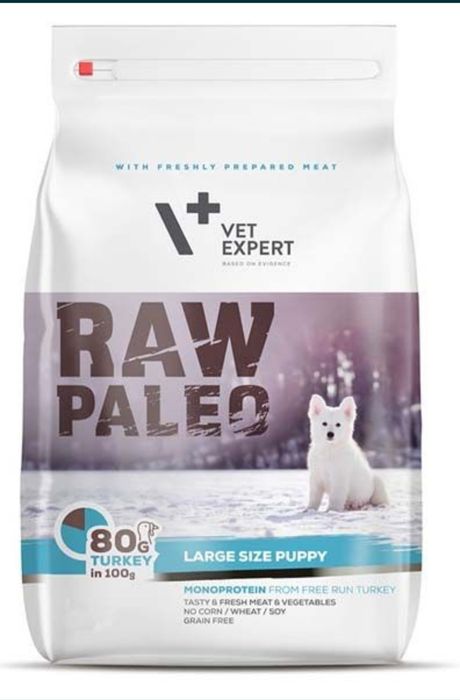 Karma sucha z indykiem dla psa VetExpert Raw Paleo Puppy Large