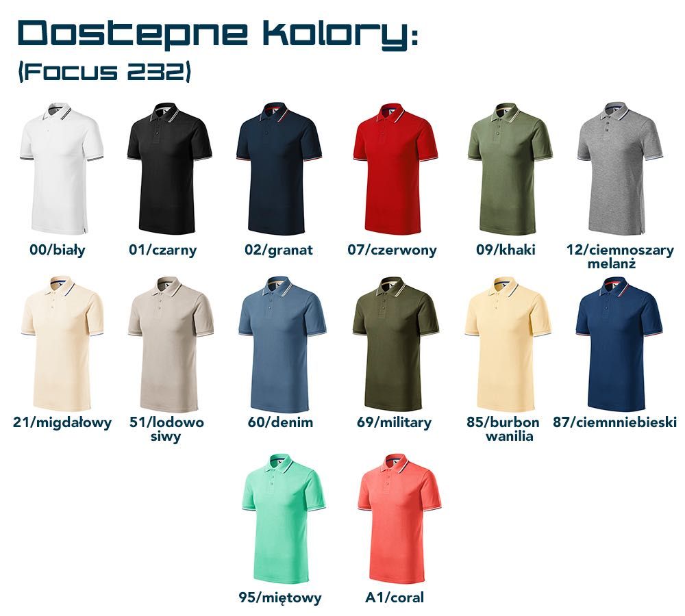 Koszulka polo z własnym nadrukiem logo teks Malfini Focus męska