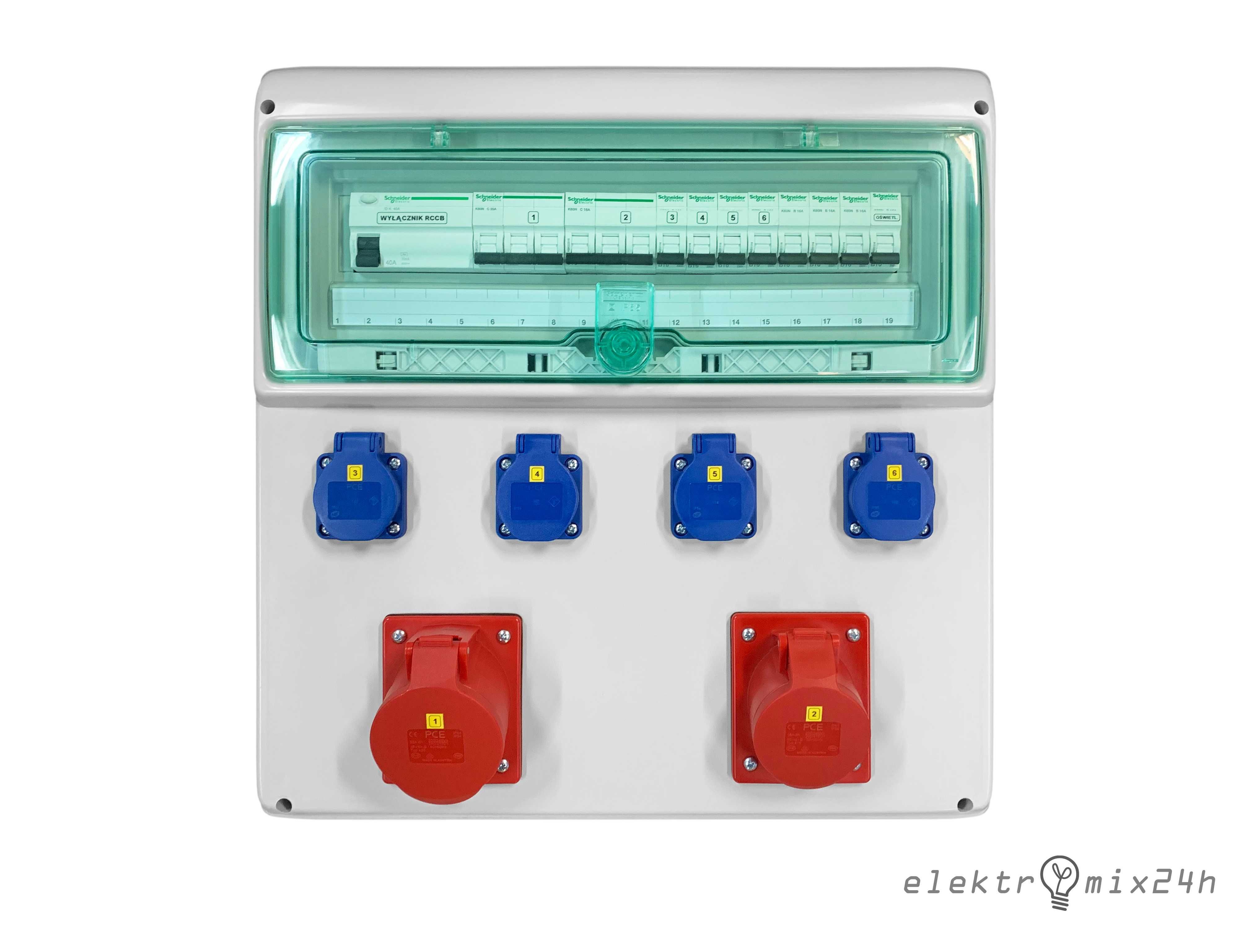 Rozdzielnica elektryczna, gniazda 4x16A 230V | 1x16A/1x32A 5P 400V