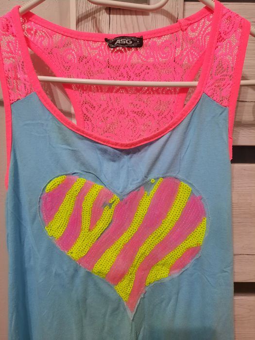 Koszulka błękit róż neon