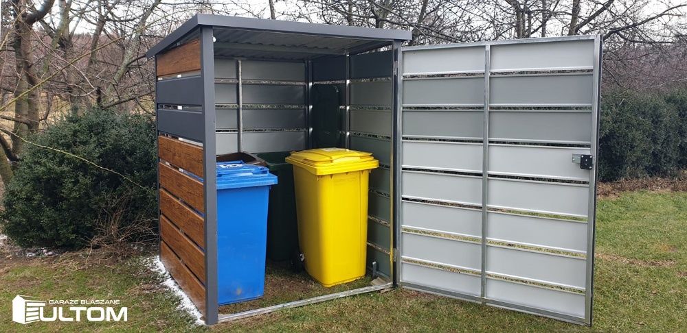 Wiata śmietnikowa blaszana, schowek na pojemniki