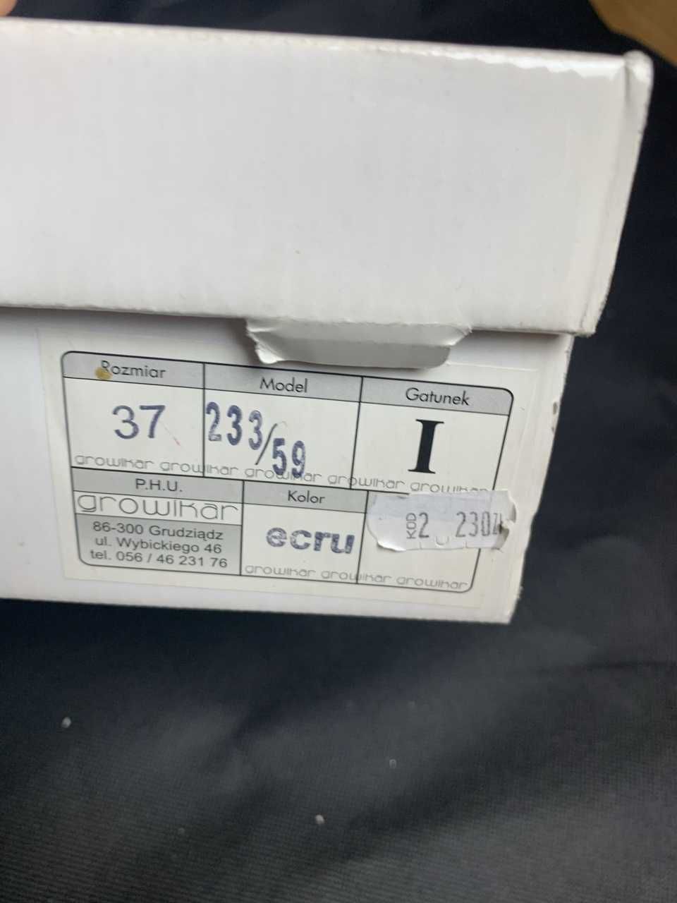 nowe ivory kremowe Buty Ślubne Growikar Roz. 37 Gruby Obcas kokarda