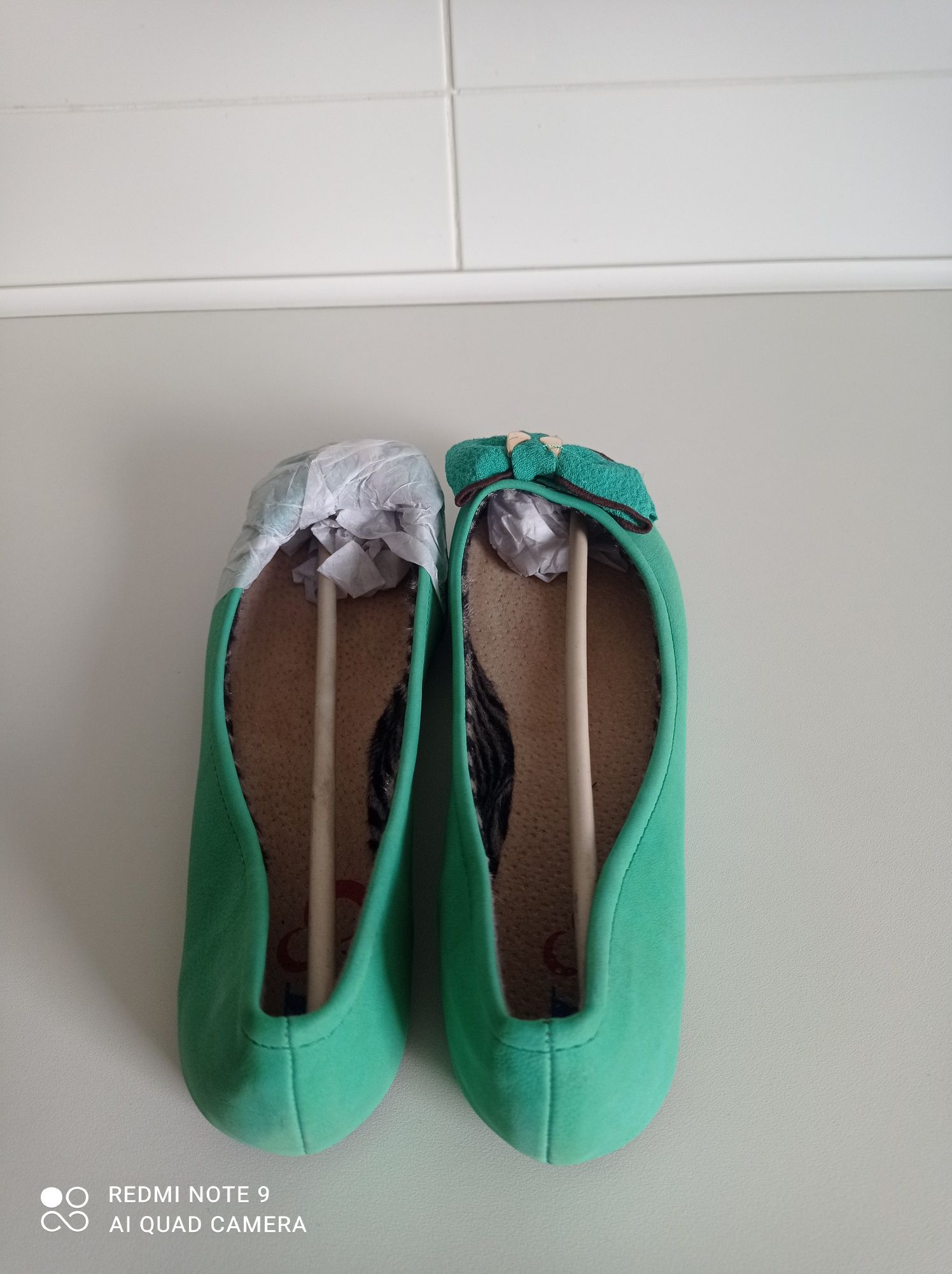 Buty balerinki zielone roz 39 pasują na 38