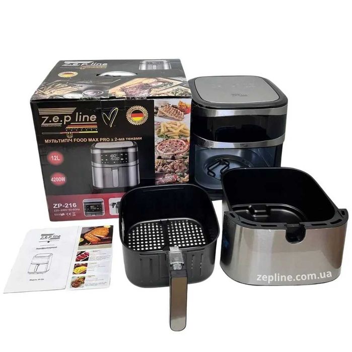 Аерофритюрниця Zepline ZP-216, 12 л, 4200 Вт, 2 ТЕНи