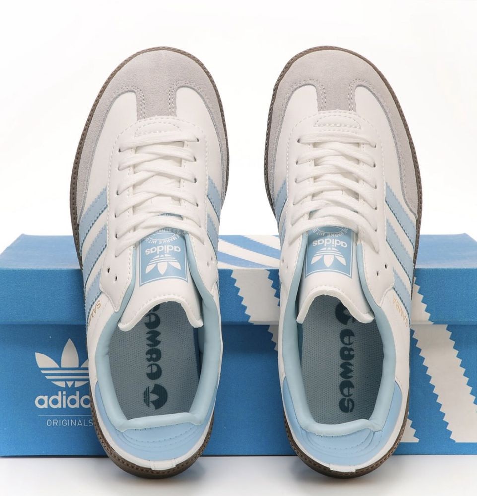 Кросівки Жіночі Adidas Samba White Blue 36-40  люкс