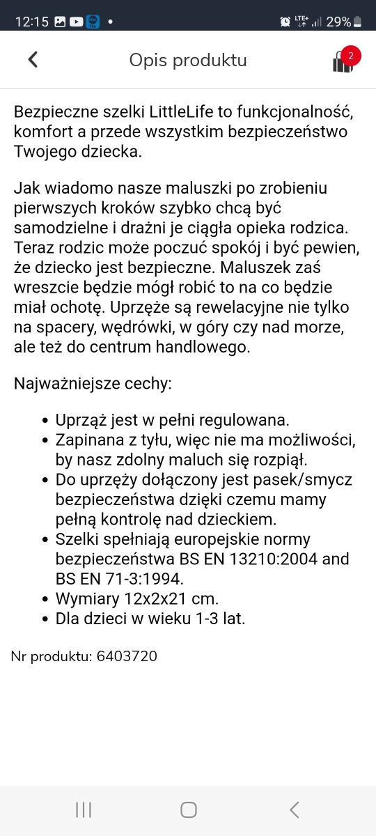 Szelki bezpieczeństwa  Lifflelife -lew-NOWE