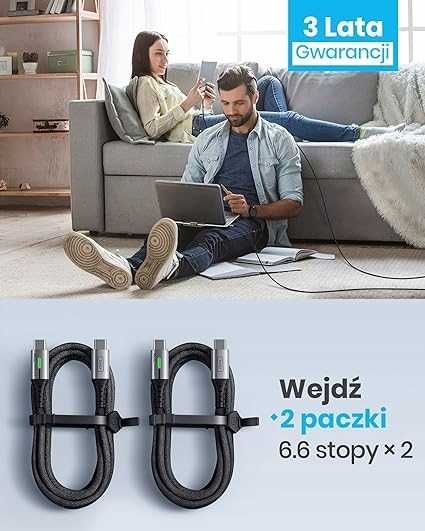 2- Pak kabli USB typ C - USB typ C INIU szybkie FAST CHARGE