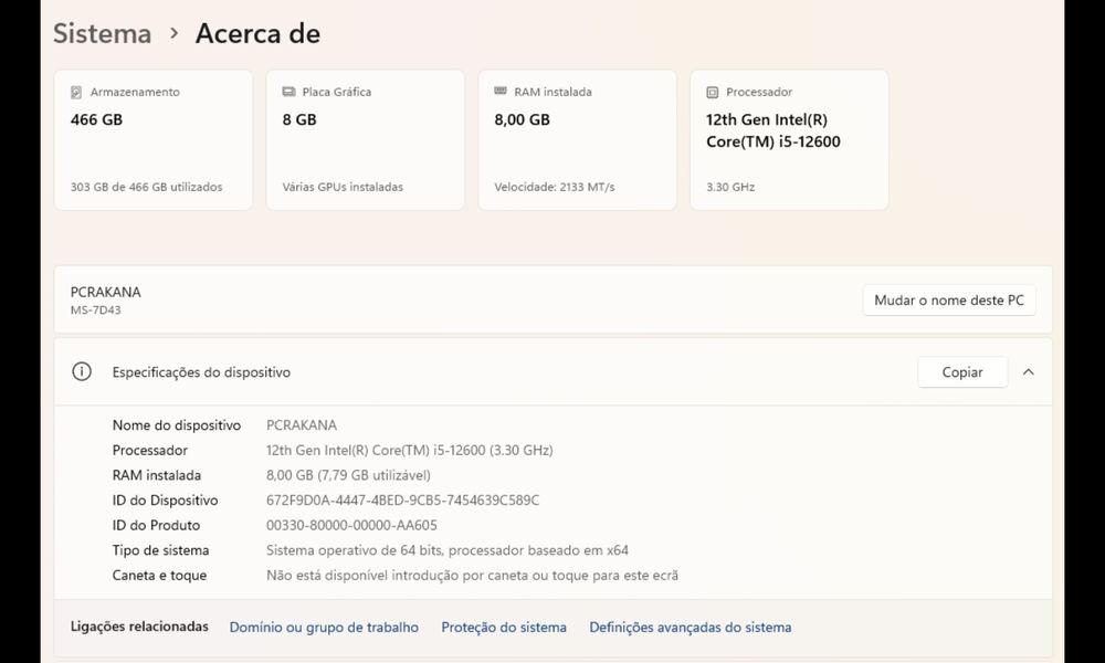 PC Gaming GeForce RTX 3050 8G e i5-12600 + teclado e mousepad