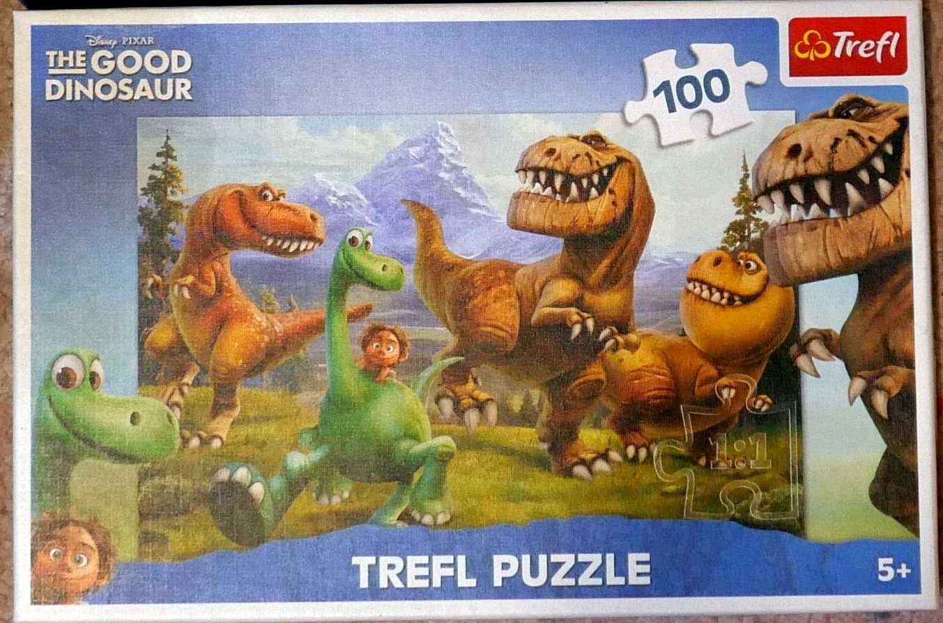 4 * puzzle Dobry Dinozaur, Dinozaury, pieski, Cars