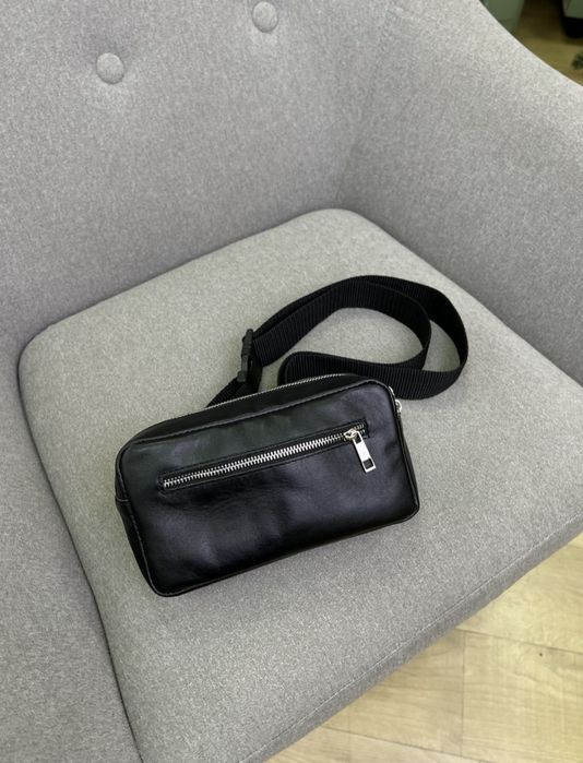 Крутая мужская бананка кентуки, кожаная черная сумка через плечо