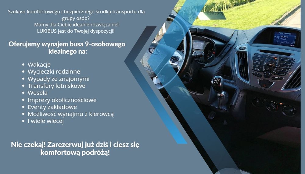 Przewóz Osób/ Wynajem Busa 9-osobowego/ Transport/ Dowóz na lotniska