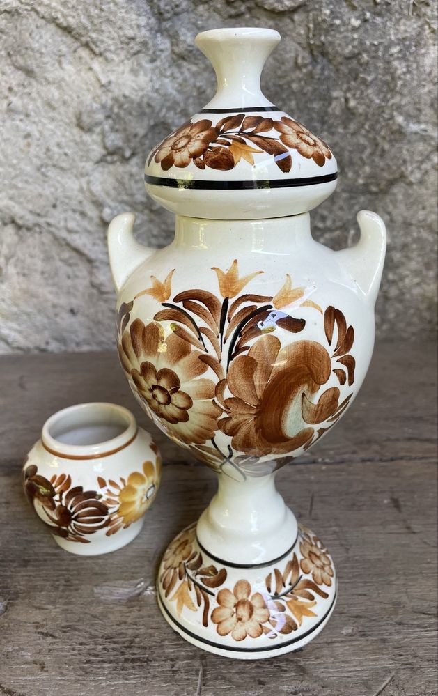 KOŁO stara amfora karafka ceramiczna fajans PRL + wazonik