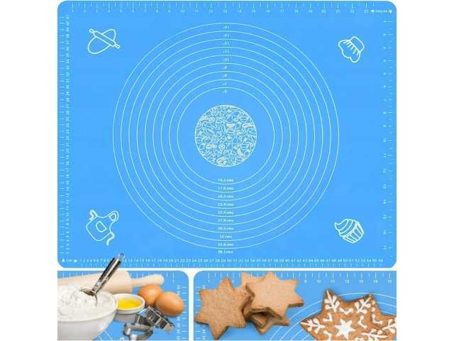 Stolnica KUCHENNA SILIKONOWA MATA Kuchenna z MIARAMI 50x40cm Niebieska