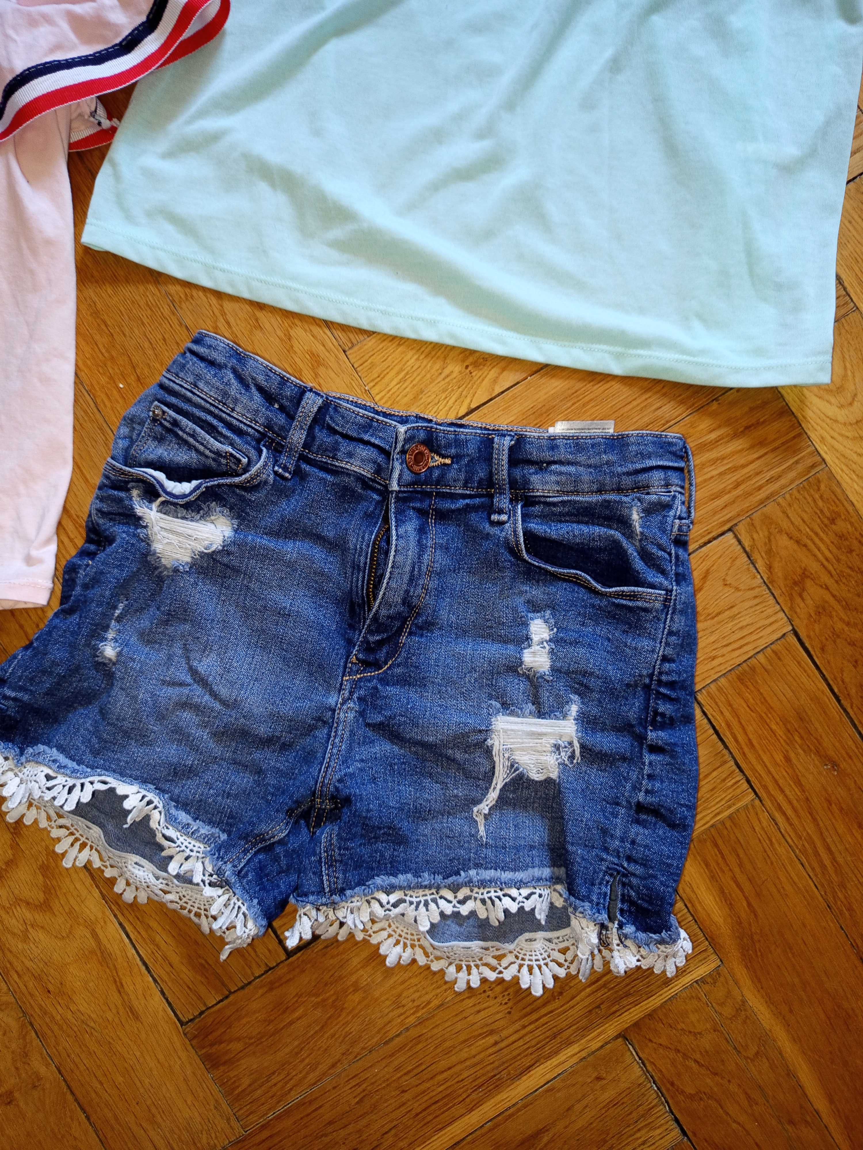 Spodenki H&M 152 bluzka niebieska H&M
