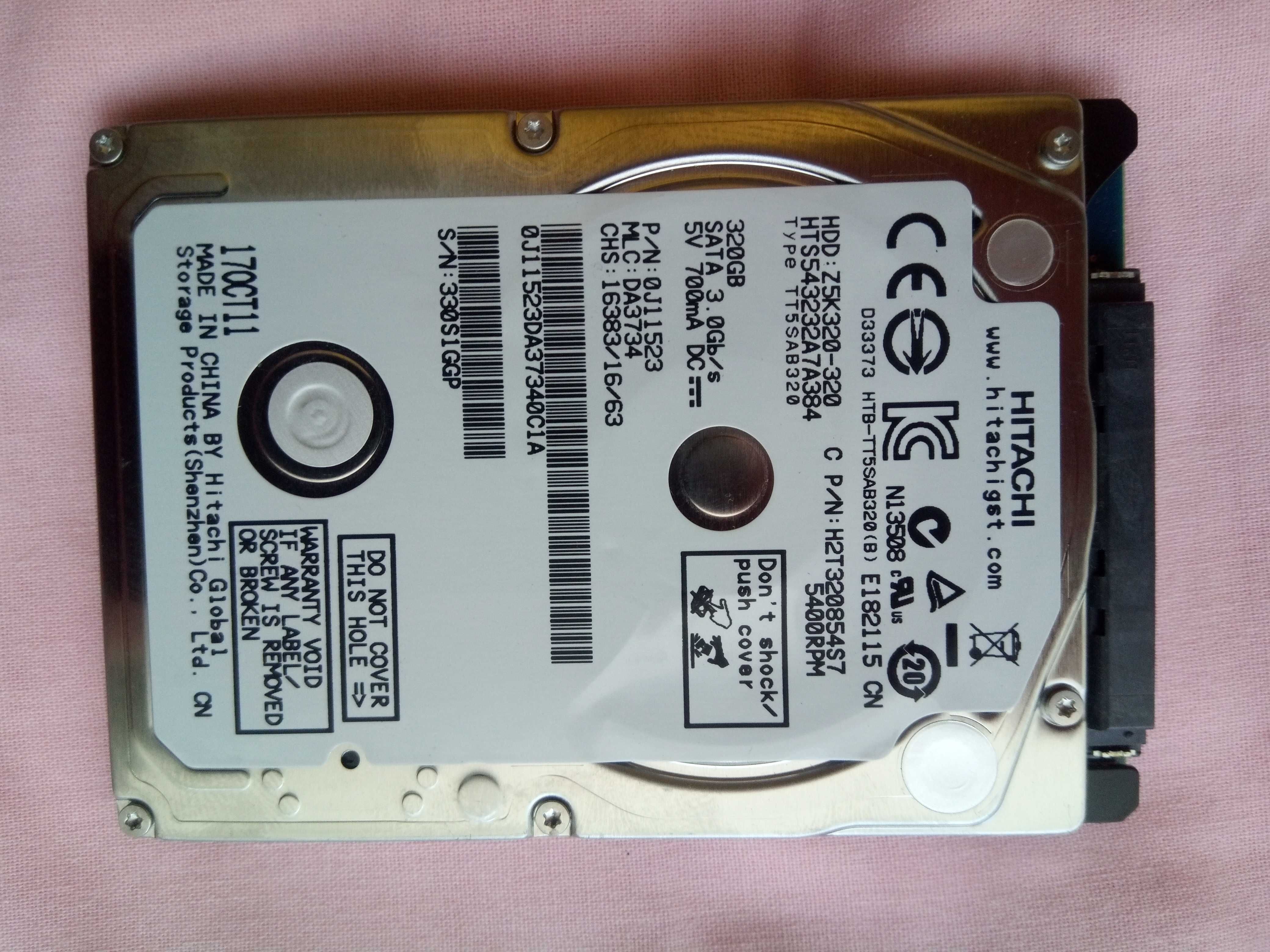 Hdd hitachi 320gb  sata  для ноутбука