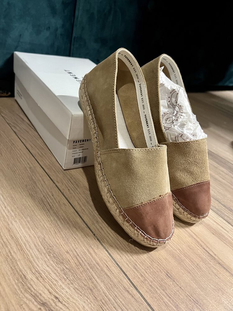 Buty damskie Espadryle Baleriny Pavement Nanna beżowe brązowe rozm.37