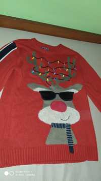 Świąteczny sweter renifer grający 10-11lat
